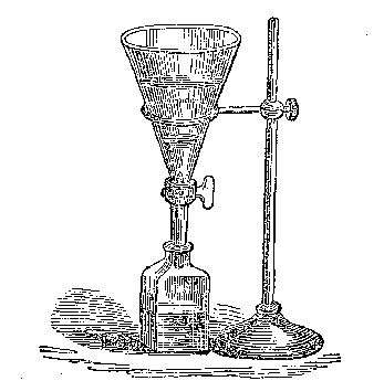 Tap funnel for separating ottos from water and spirits  from oil.